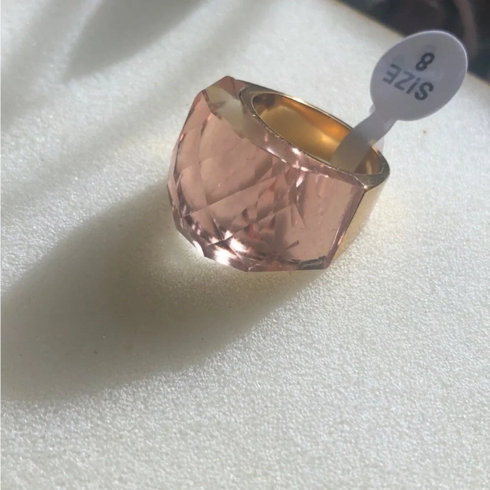 Swarovski elements ring size 8 amber shade gold plated nirvana SSBG8